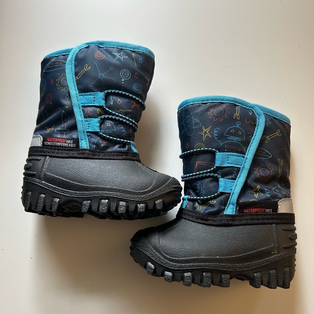 Kids Waterproof Snow Boots - Black and Blue